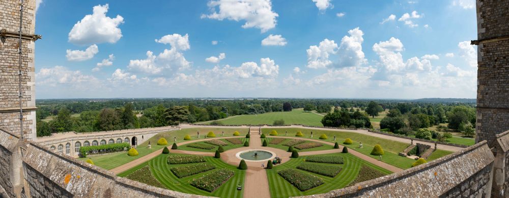 The view of the East Terrace Garden from the roof of Windsor Castle